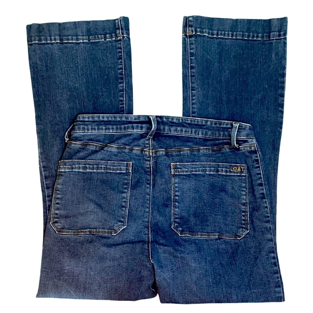 OAT New York Wide Leg Wide Hem Button Close Sailor Style Blue Denim Jean Size 29 - Picture 6 of 10